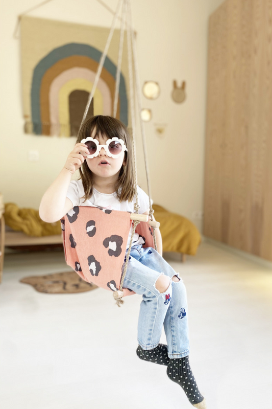Indoor children's swing | leopard print fabric