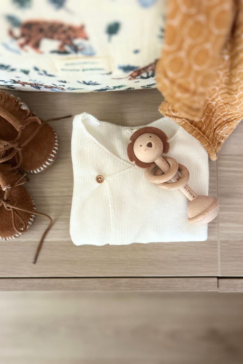 Hochet bébé bois animal – Jouet sensoriel, idée cadeau naissance