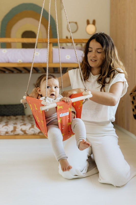 Balançoire bébé intérieur | imprimé orange