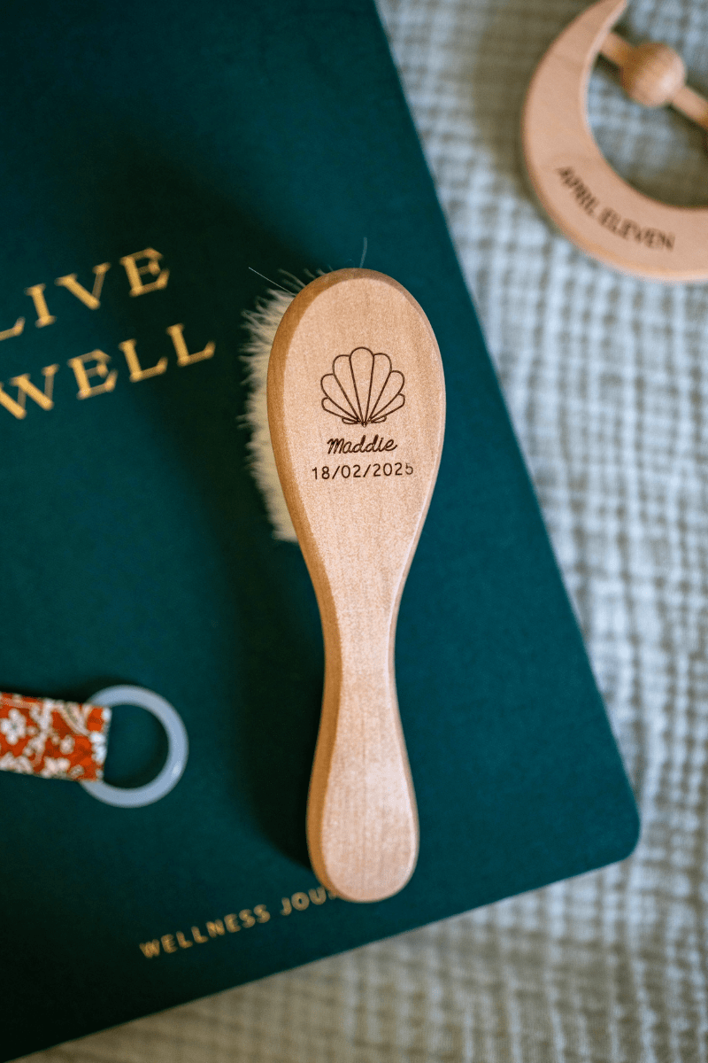 Personalized wooden baby brush