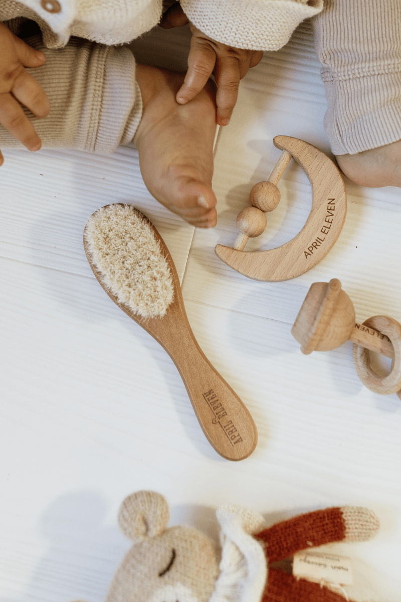 Personalized wooden baby brush