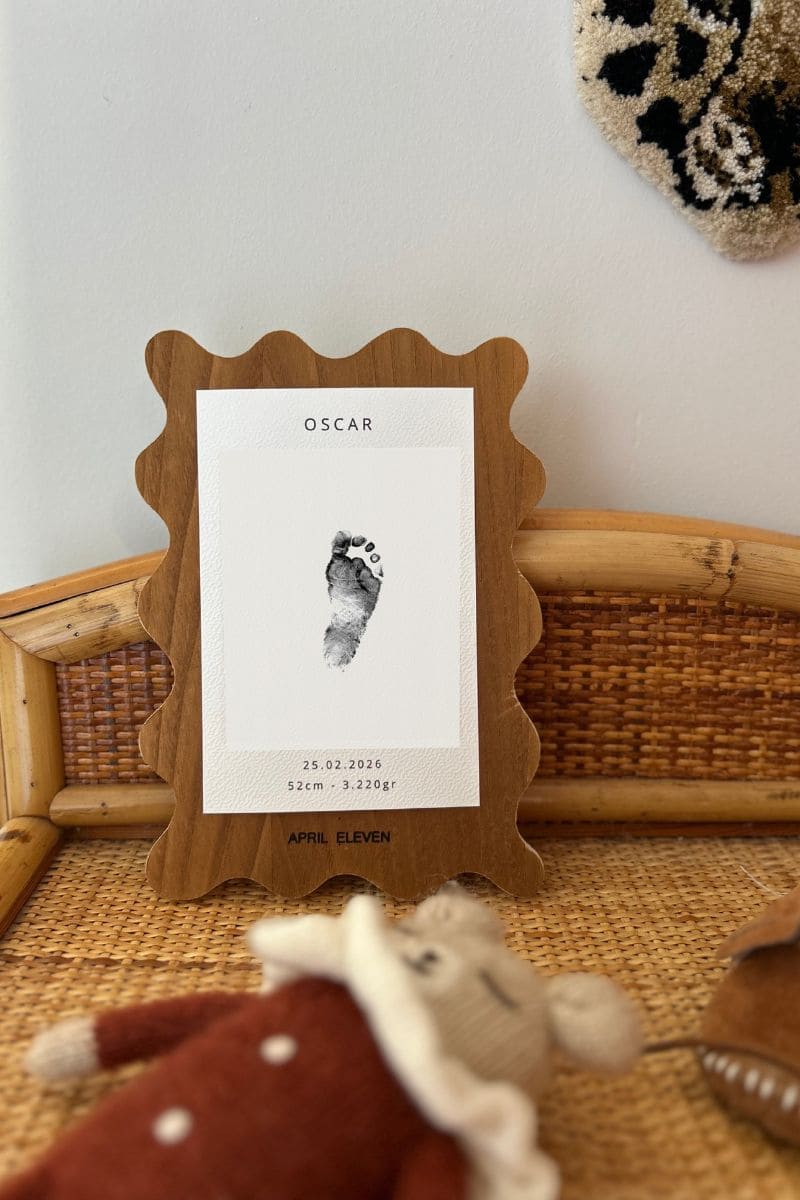 Kit empreinte bébé avec carte personnalisée, tampon encreur et cadre bois
