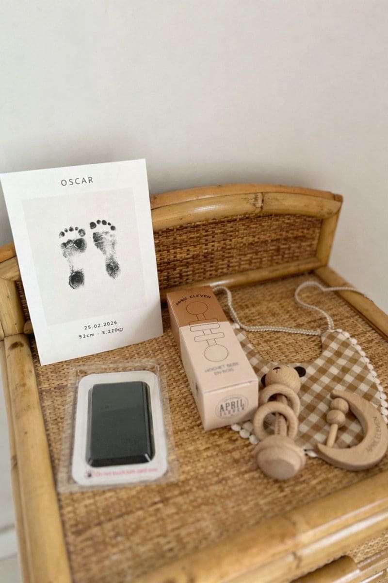 Kit empreinte bébé personnalisé avec cadre en bois
