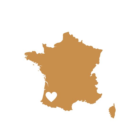 carte de france avec coeur sur la region sud ouest